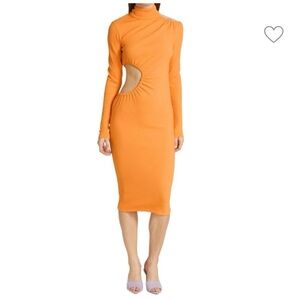 Rotate Birger Christensen Women's Orange Alice Cut Out Jersey Midi Dress Size 8